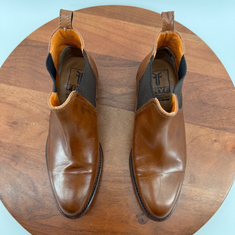 Frye Chelsea Boots Cognac Brown Leather Goodyear Welt Made in Spain Women 6 - Picture 4 of 11